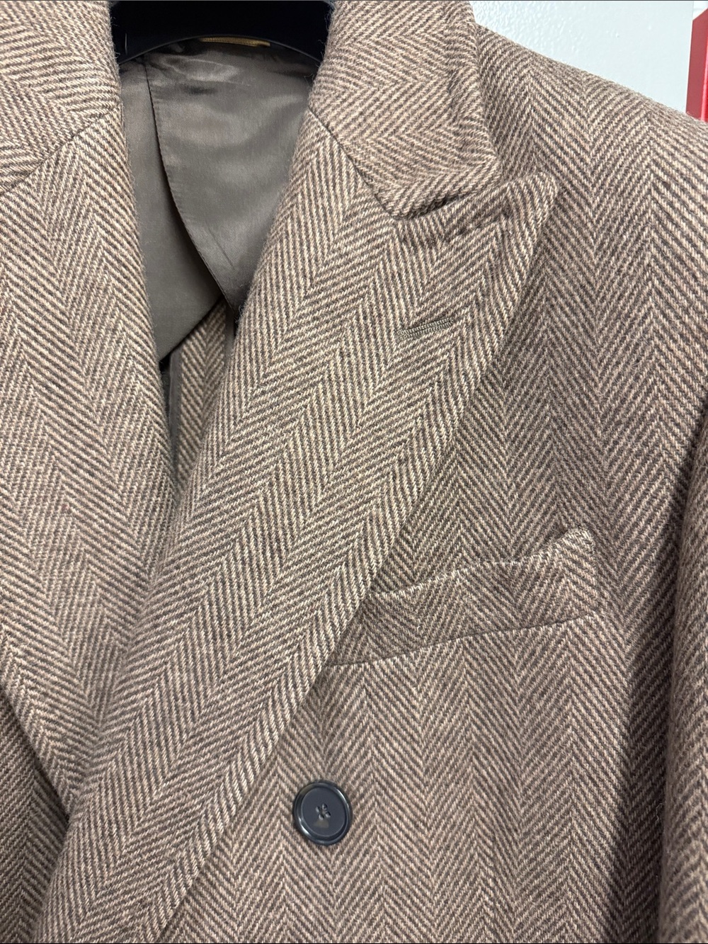 Brooks Brothers Men's Double-Breasted brown tan Wool Overcoat - Picture 7 of 10
